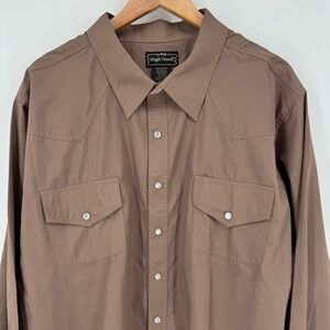 High Noon Mens 2XL‎ Brown Western Cowboy Shirt Long Sleeve Pearl Snap Front